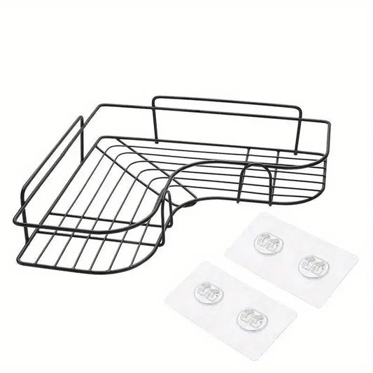 1pc Stainless Steel Corner Shower Caddy No-Drilling Wall-Mounted