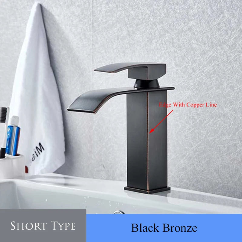 Retail Waterfall Bathroom Basin Faucet Chrome Deck Mount