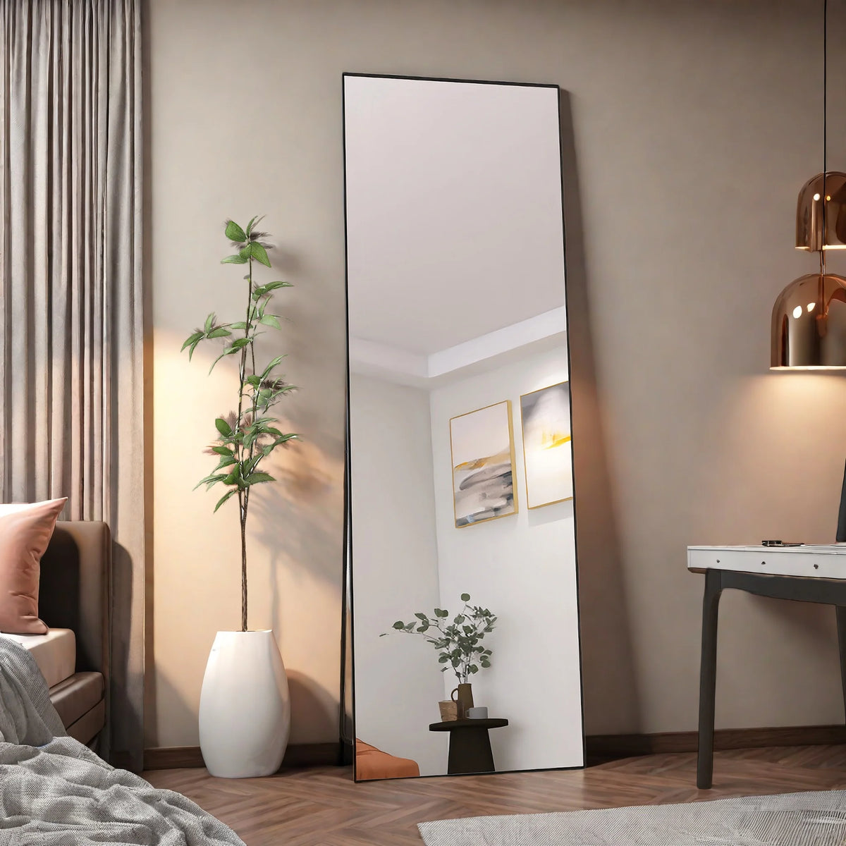 Full Length Mirror Standing Mirror Black Frame Large