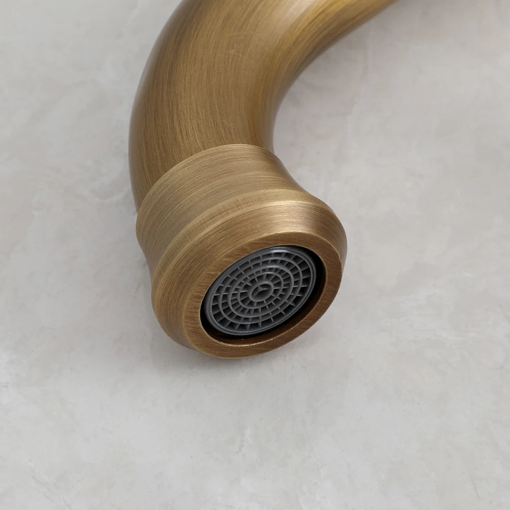 Kemaidi Antique Brass Handle Bathroom Faucets Mixer Tap