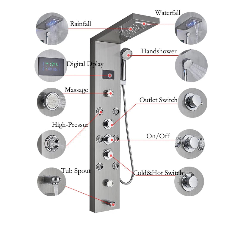 Led Light Bathroom Shower Faucet Led Rainfall Shower