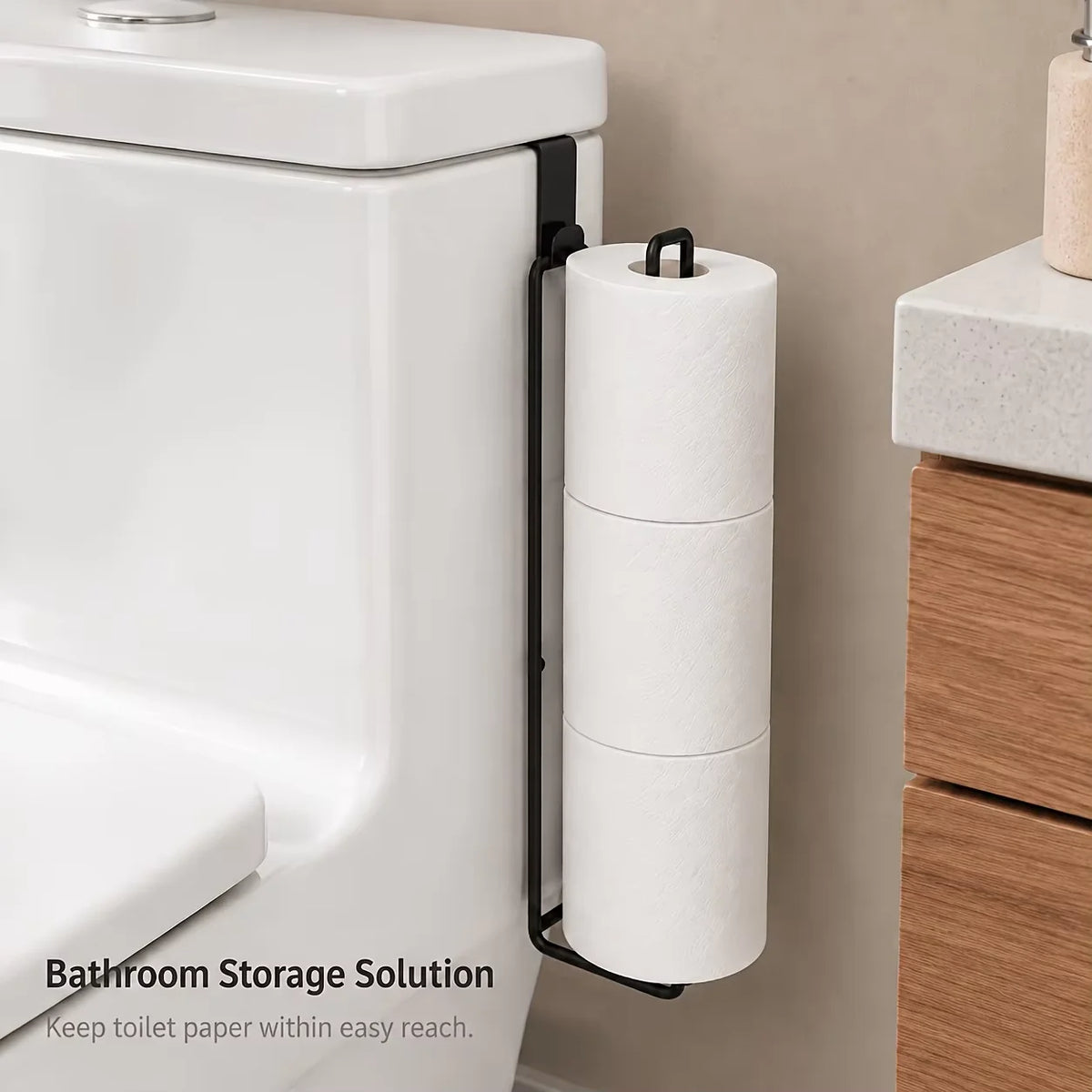 Self-Adhesive Toilet Paper Holder Black Iron Bathroom Tissue