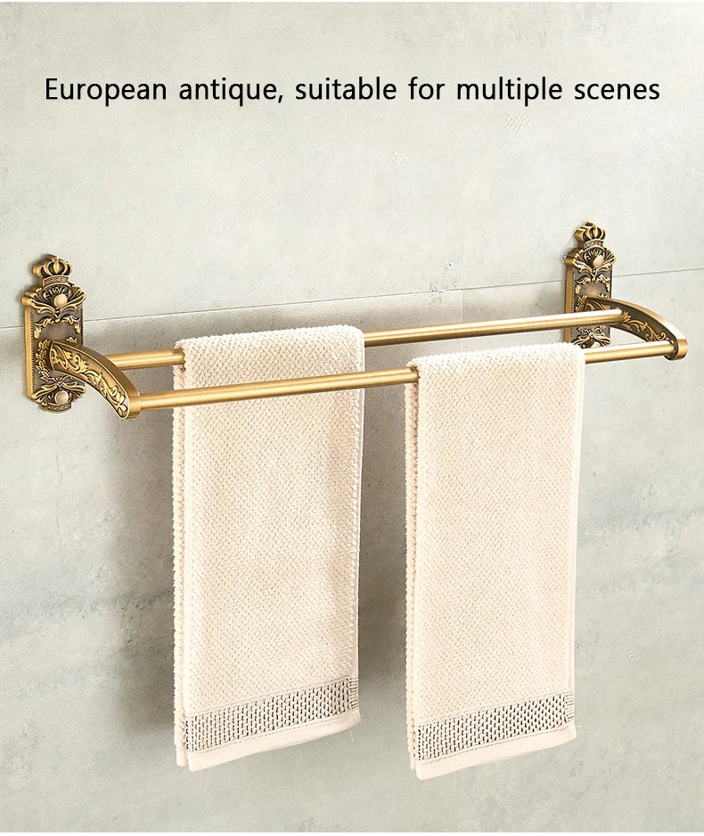 Antique Bathroom Hardware Wall-Mounted Towel Rack Toilet Brush