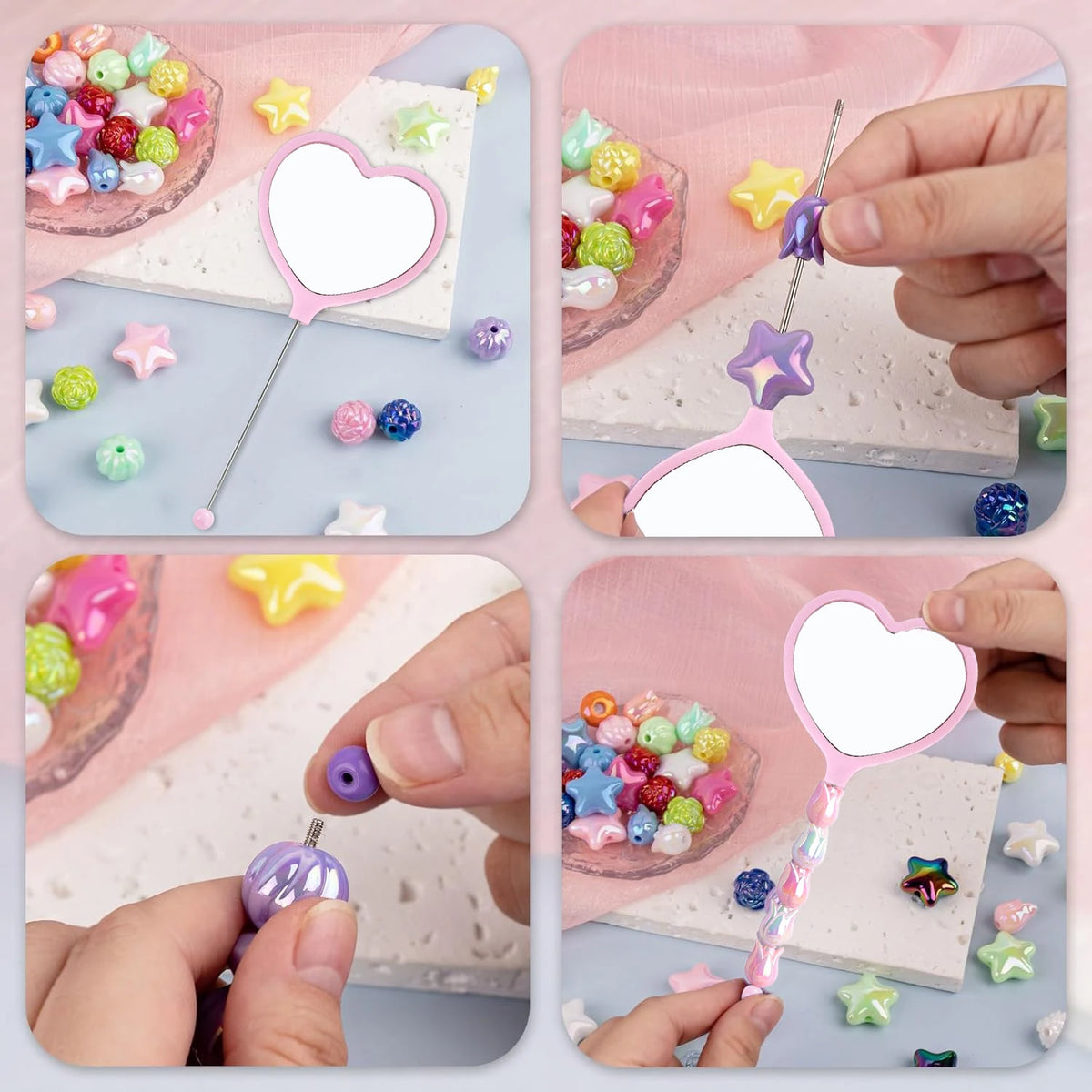 10pcs Diy Beaded Hand Mirror Creative - Beaded