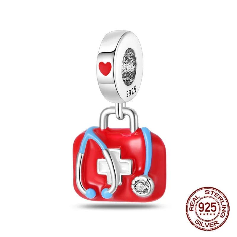 925 Sterling Silver Red Medicine Cabinet Pendant Charms