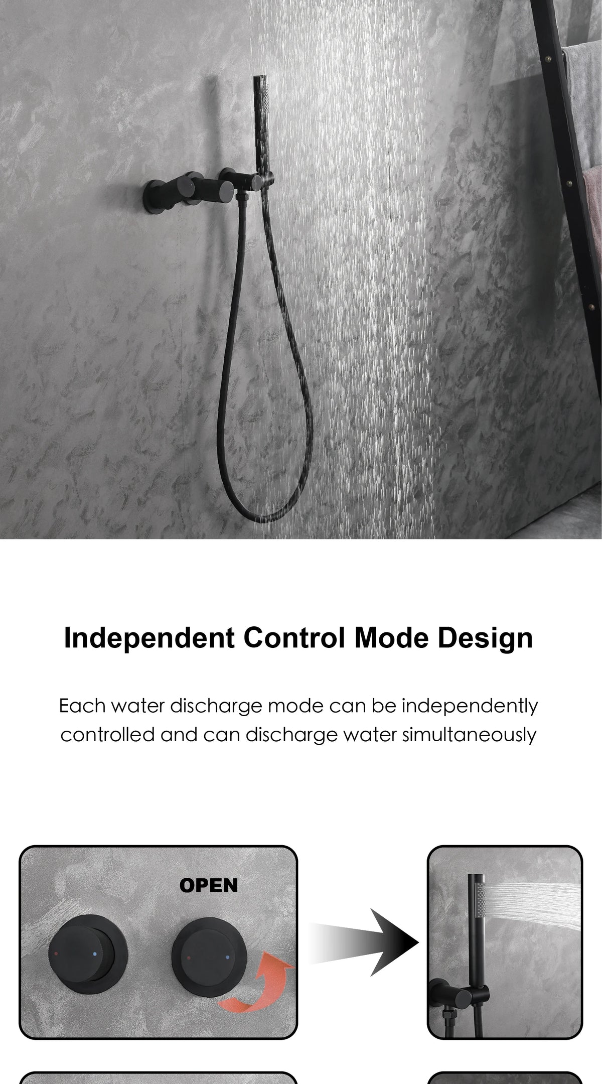 Luxury Gun Gray Brass Wall Mounted Shower System