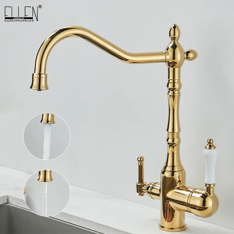 Antique Brass Faucets 360 Rotate Swivel Faucet Cold