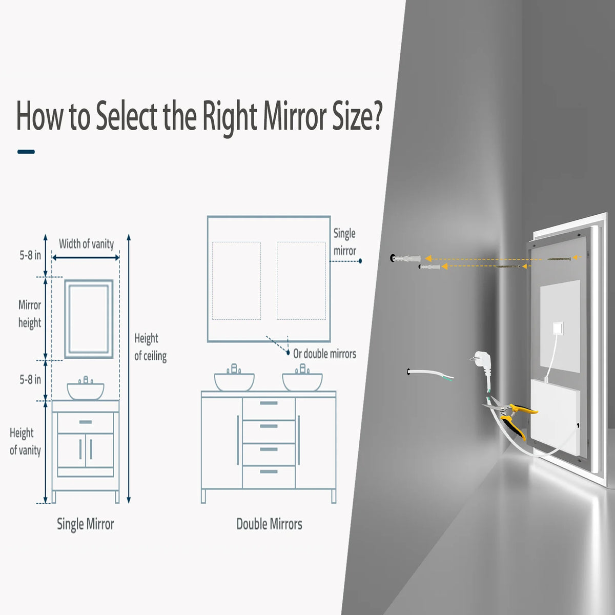 Led Backlit Mirror Bathroom Vanity Lights Anti-Fog Dimmable