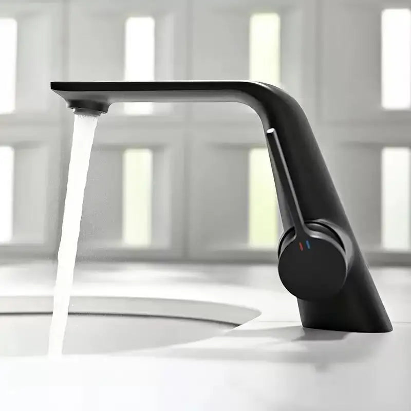 Brass Brushed Gold Gray Modern Bathroom Sink Faucet