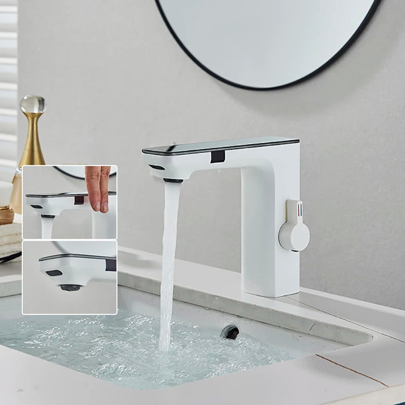Luxury Silver Gray Smart Lcd Daul Sensor Bathroom