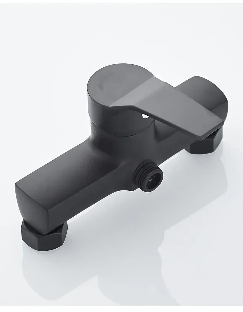 Black Bathroom Shower Faucet Wall-Mounted Mixer Valve Handle