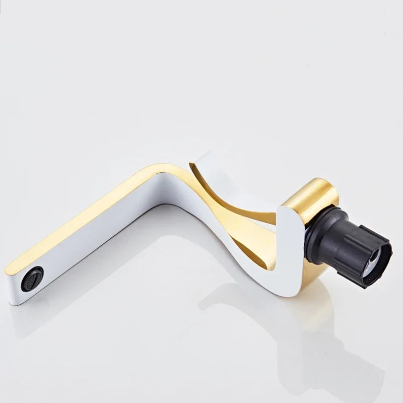Luxury White Gold Bathroom Mixer Tap Brass Wash