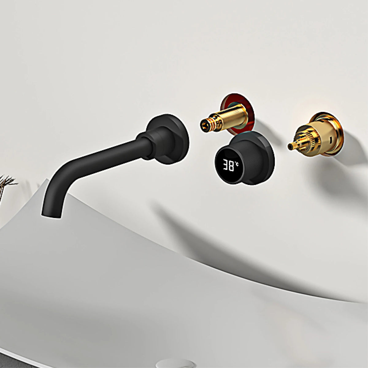 Gestana Luxury Led Digital Display Black Brass Bathroom