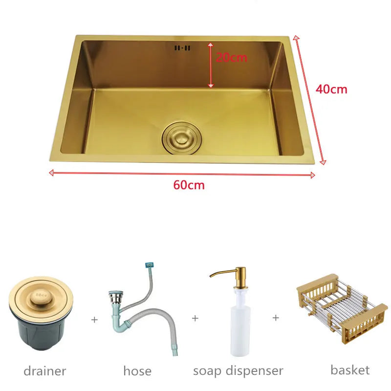 Golden Stainless Steel Sink Nano Coating Undermount/Topmount