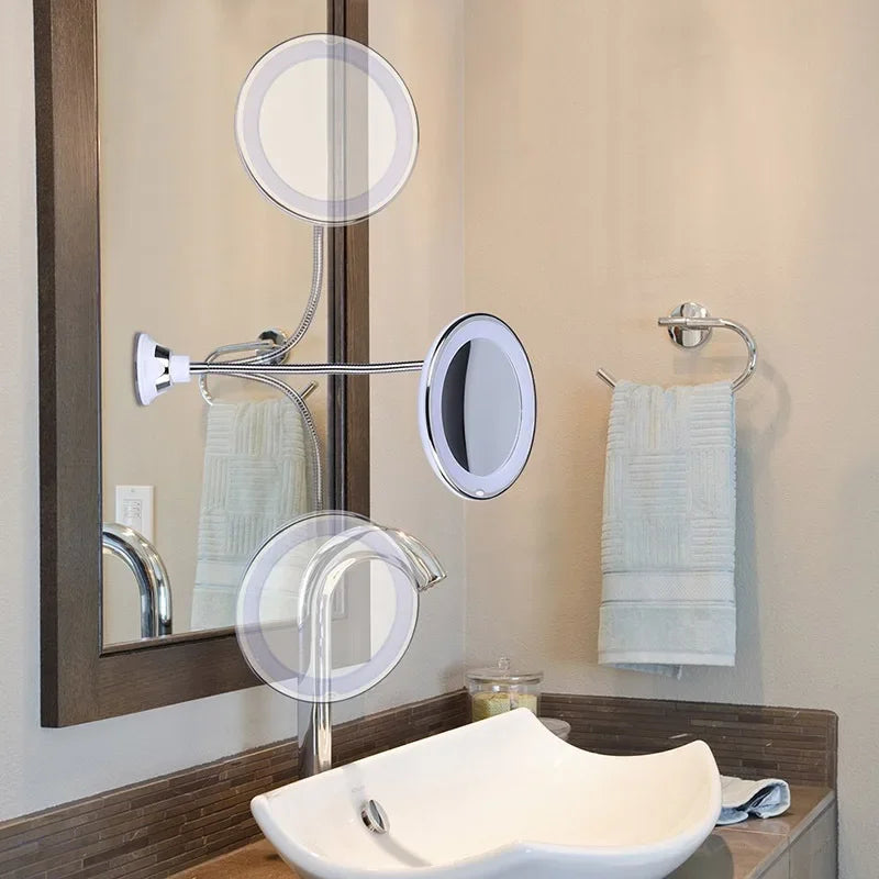 Led Makeup Mirror 10x Magnifier & Flexible Gooseneck