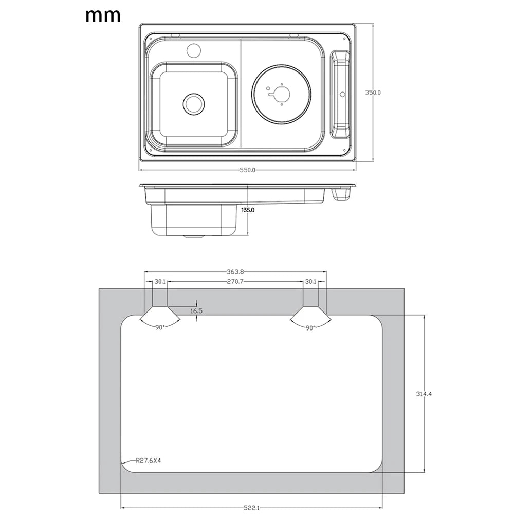 Rv Sink One Burner Gas Stove /Cold Faucet