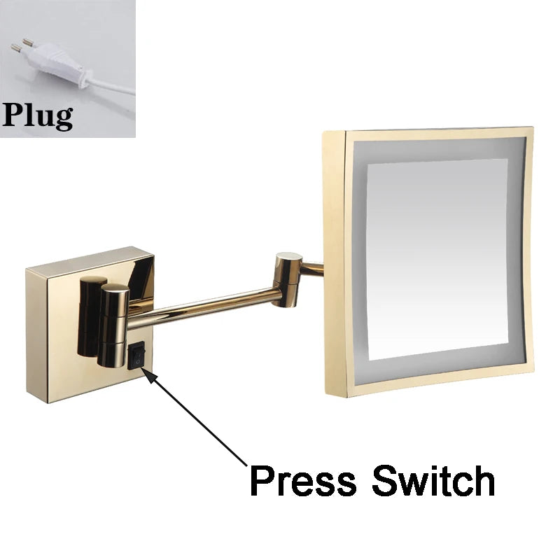 Square Touch Bathroom Mirror Wall Mounted Lighted Bathroom