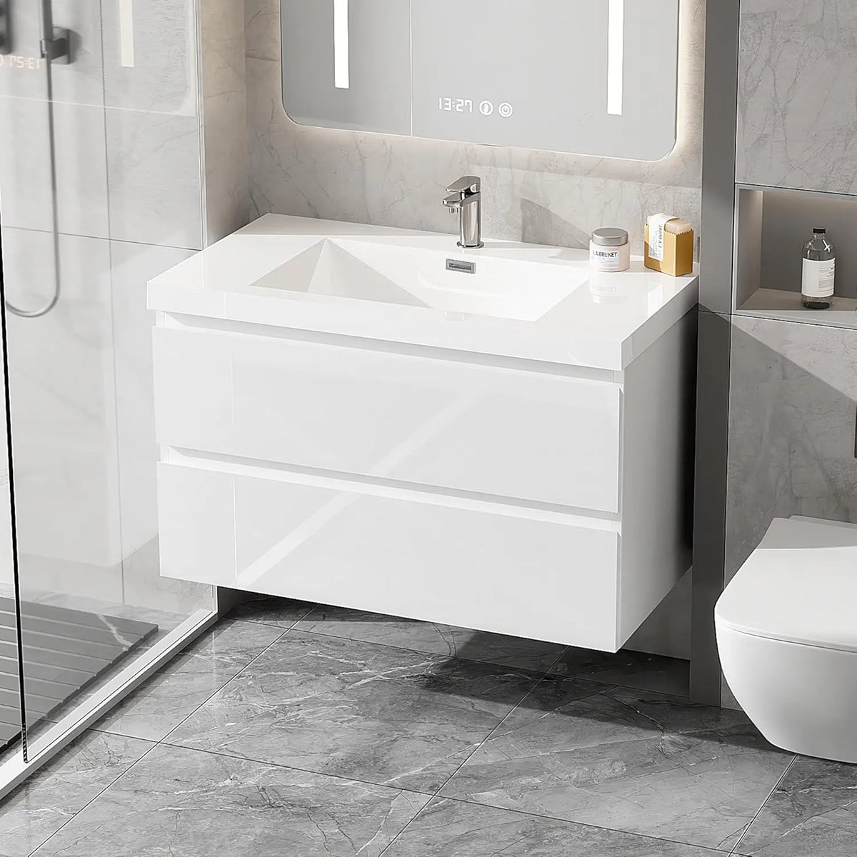 36 Inch Floating Bathroom Vanity Sink Large Storage
