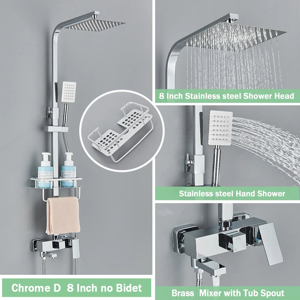 Rozin Rainfall Bathroom Shower Faucet Bidet Mixer Tap