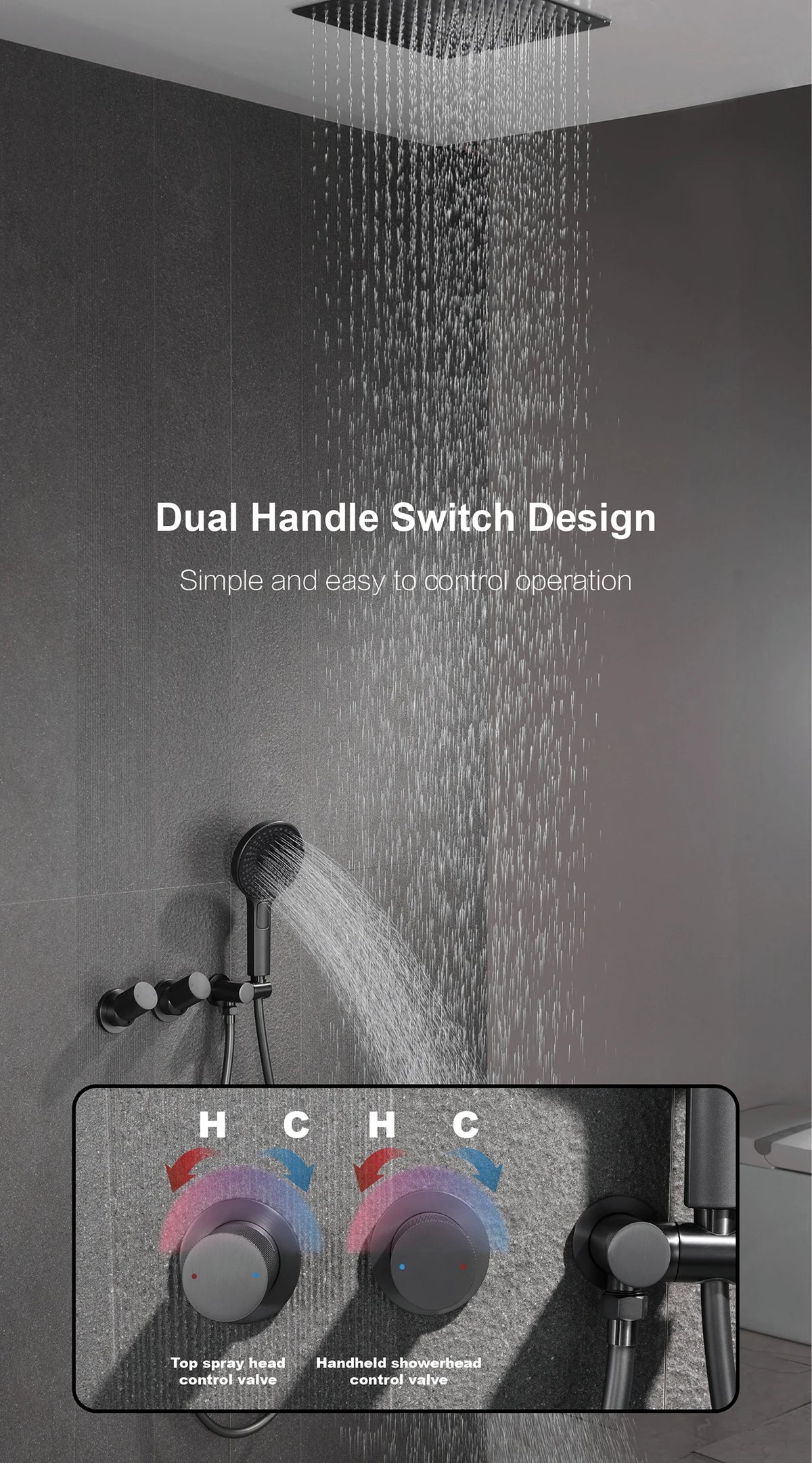 Minimalist Bathroom Ceiling Mount Shower System Rain Shower