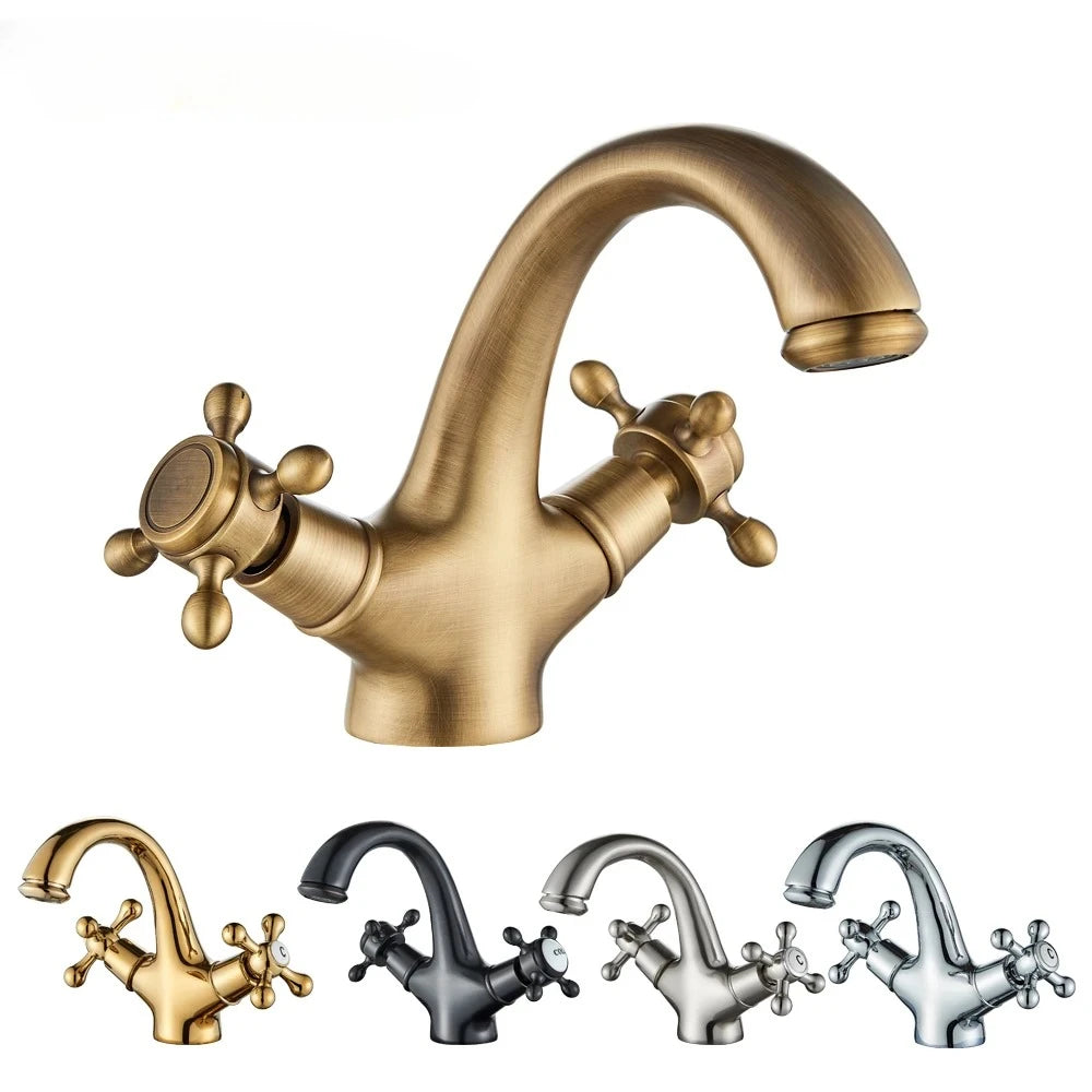 Senlesen Antique Faucet Bathroom Basin Faucet Two Handles