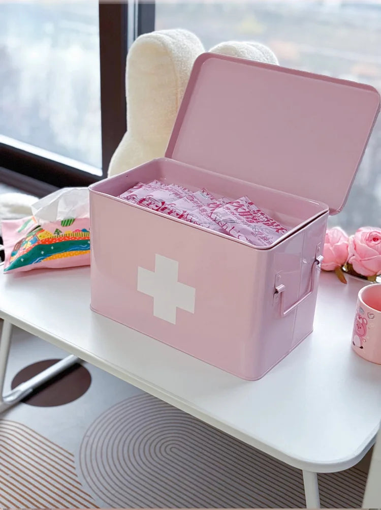Pink Aesthetic Storage Organizer Box Multi-Layer Compartments