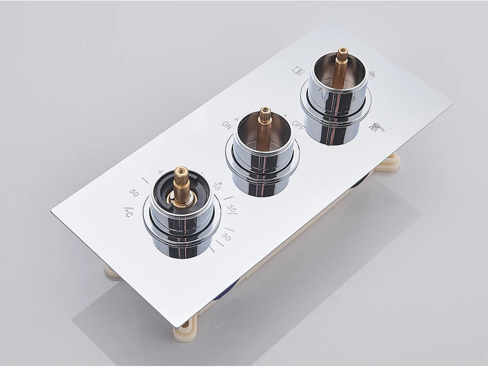 Brushed Gold Thermostatic Shower Mixer Valve Brass 3-Ways