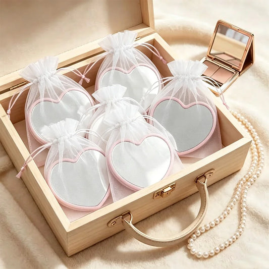 20pcs Gift - Pink Heart-Shaped Compact Vanity Mirrors