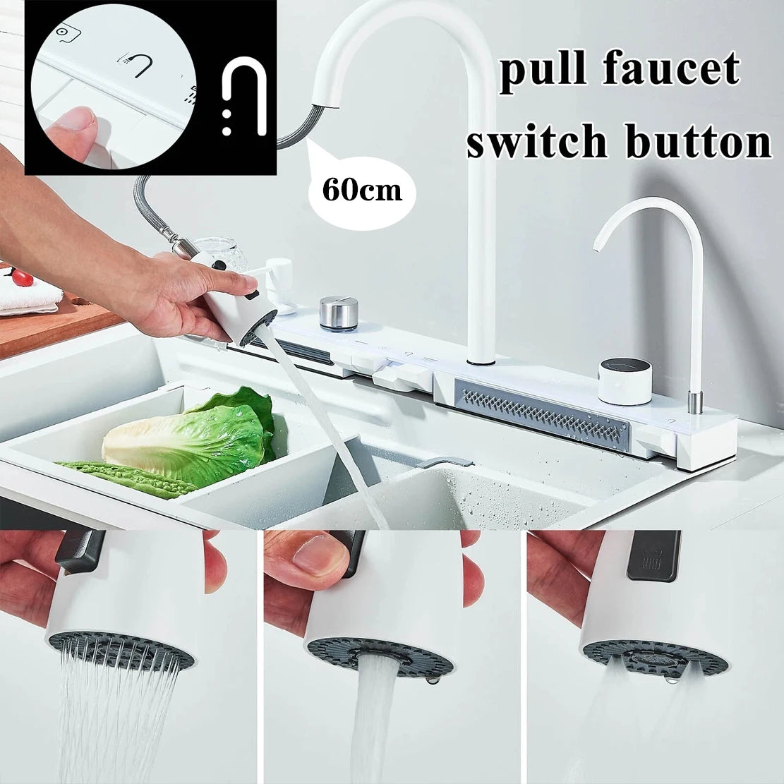 304 Stainless Steel Waterfall Sink Large Slot Integrated