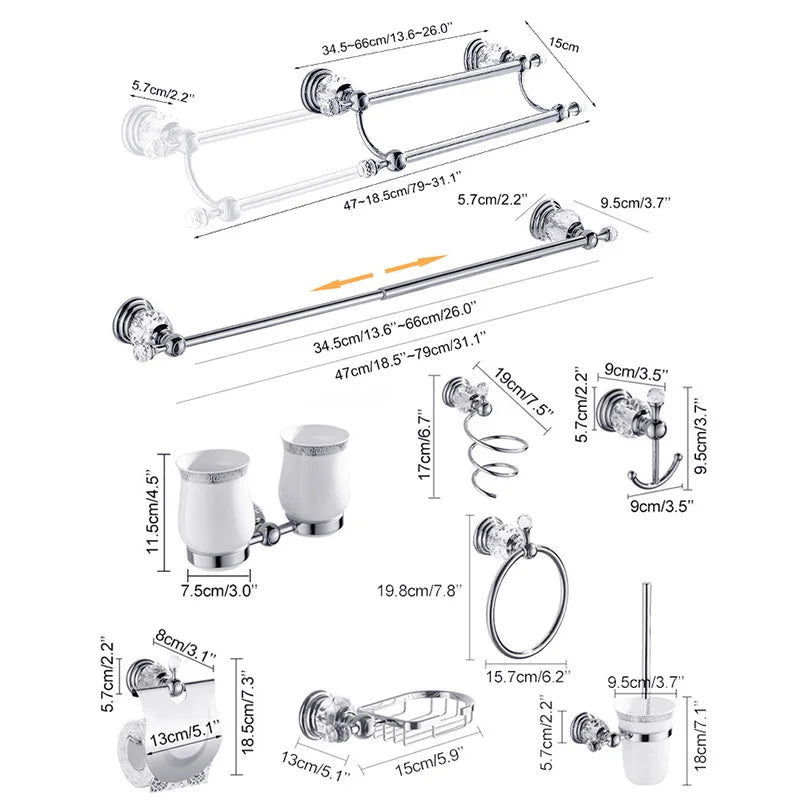 Bathroom Hardware Crystal Bath Towel Shelf Toilet Paper