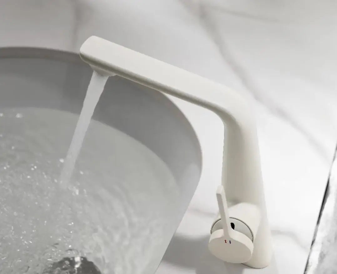 Brass Brushed Gold Gray Modern Bathroom Sink Faucet