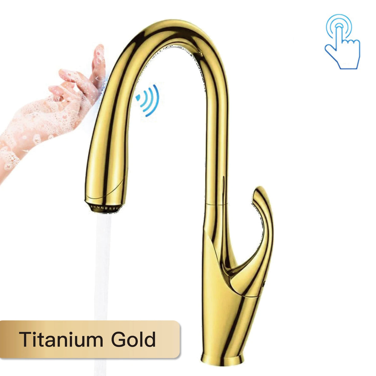 High-End Touch Black Faucet Brass Pull-Out Design Three-Function