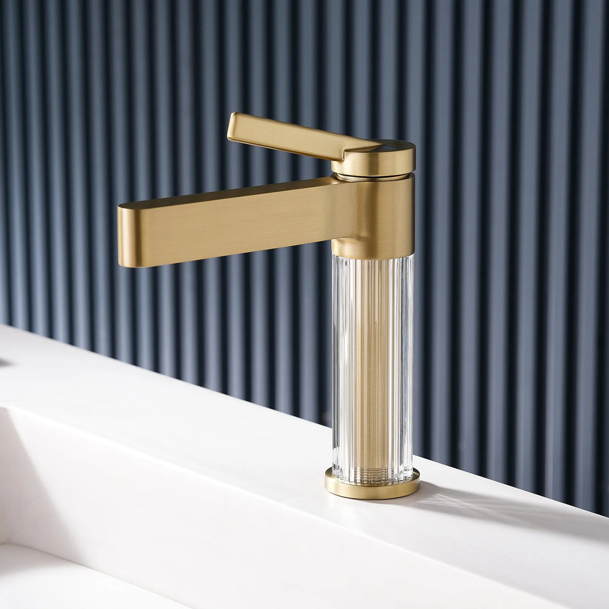 Yellow Bathroom Basin Faucet Acrylic Brass Cold Water