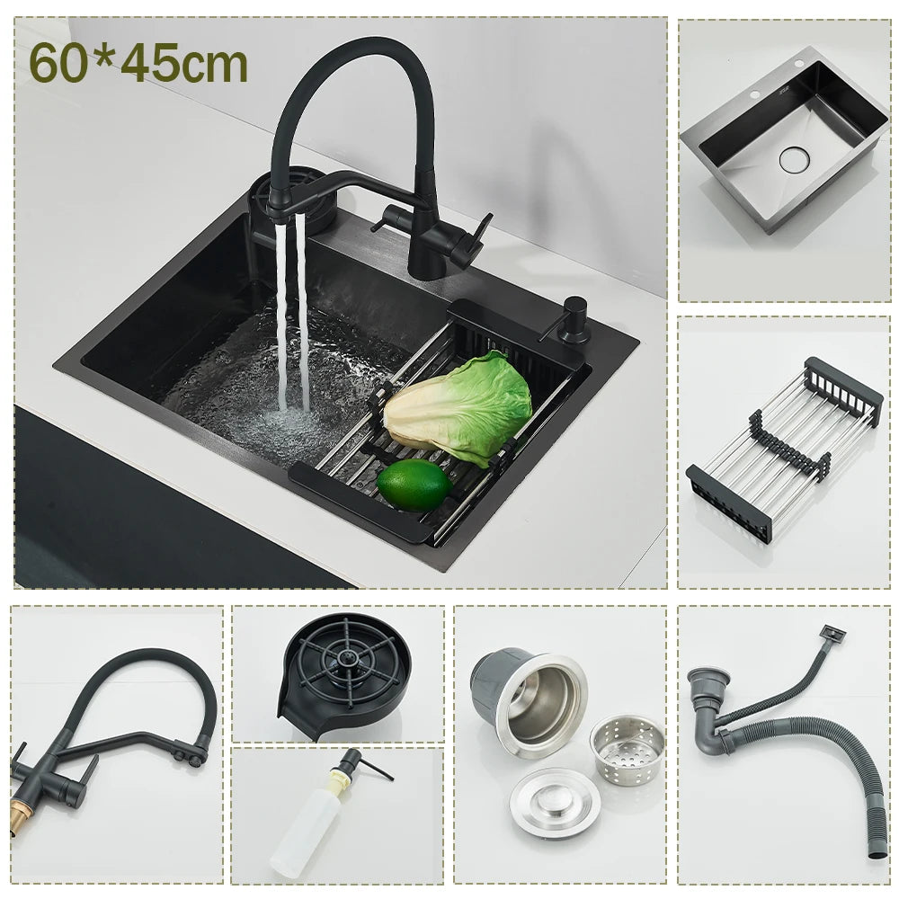 304 Stainless Steel Waterfall Sink Large Slot Integrated