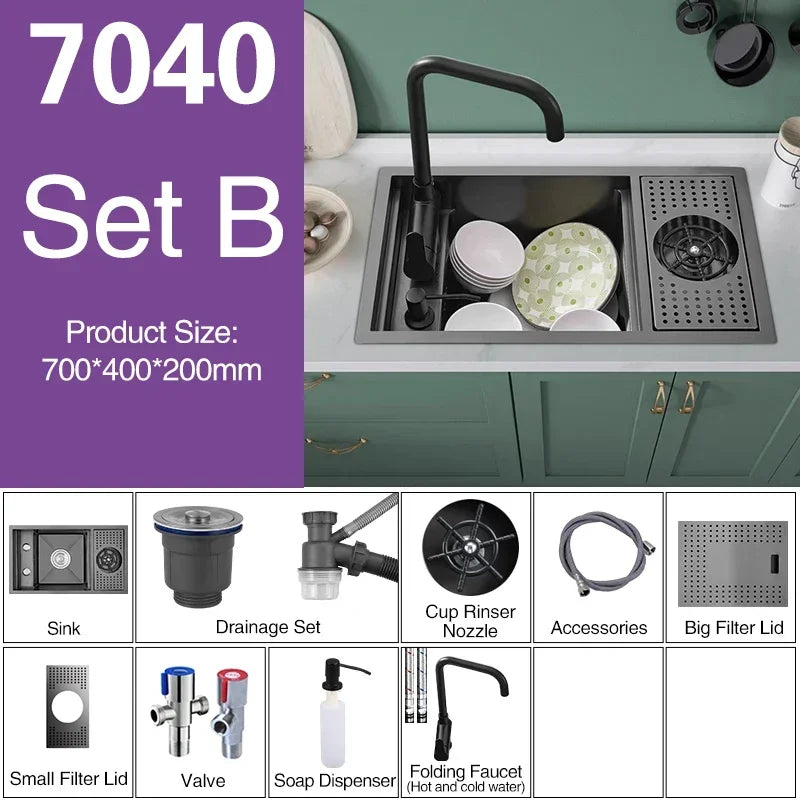Asras Nano Black Small Size Sink Cup Washer