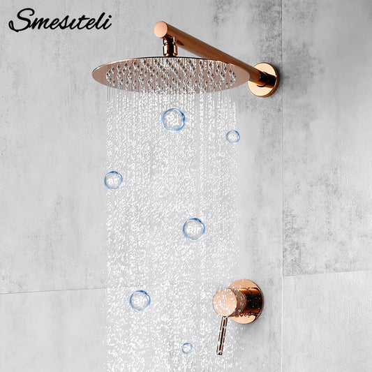 Bathroom Faucet Rose Gold Shower Wall Mounted 8/10/12