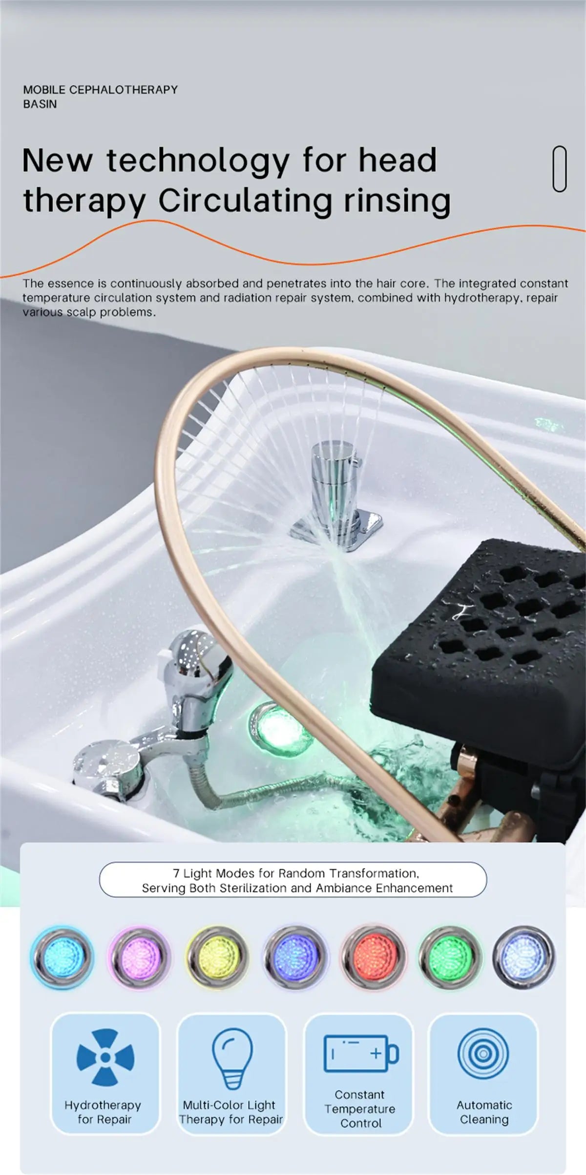 Convenient 60l Water Storage Head Spa Basin Water