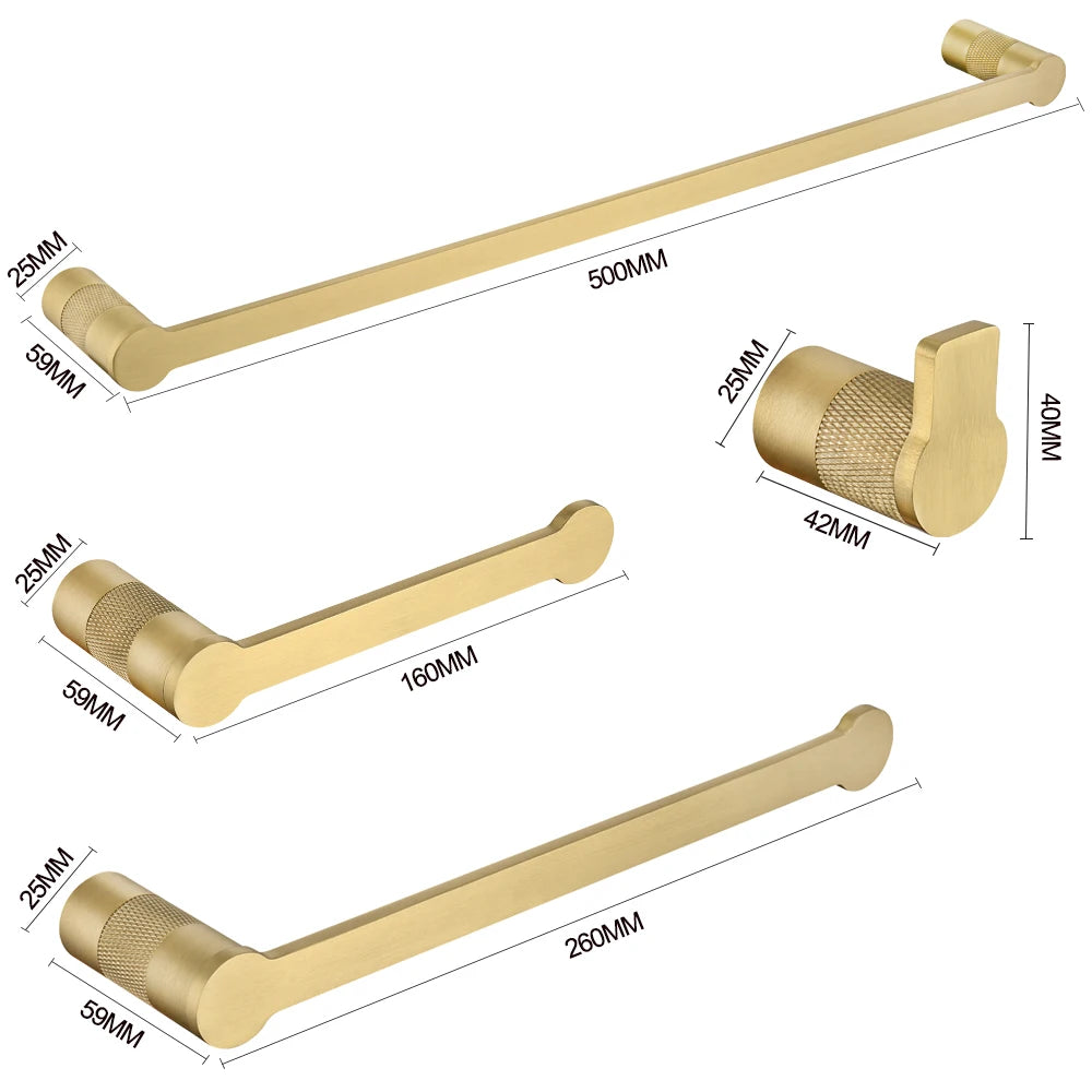 Brushed Gold Bathroom High Quality Brass Knurled Towel