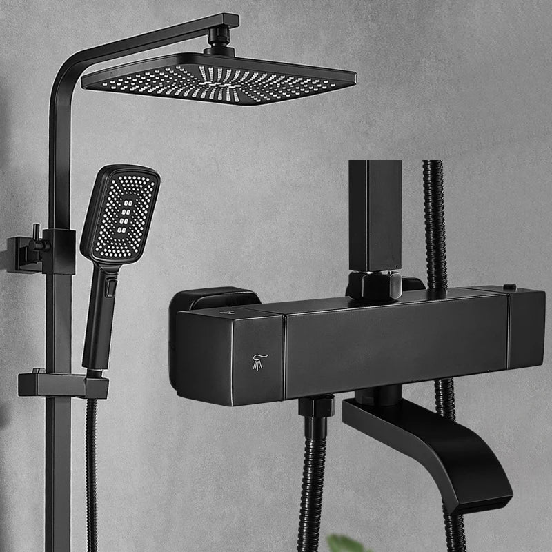 White Thermostatic Bathroom Shower 12 Inch Square Rain