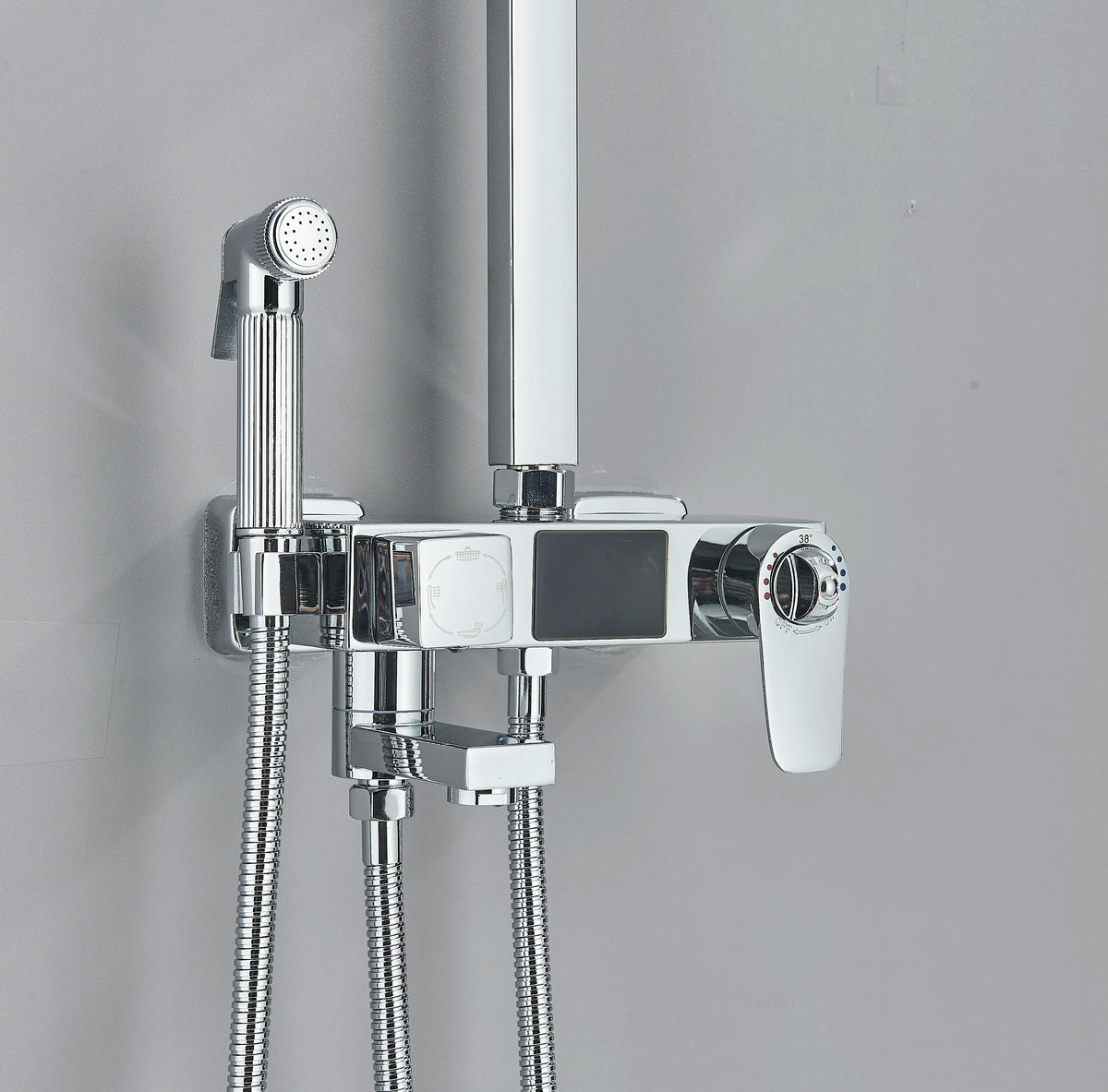 Chrome/Black Thermostat Shower Faucet Ways Bathroom Faucet
