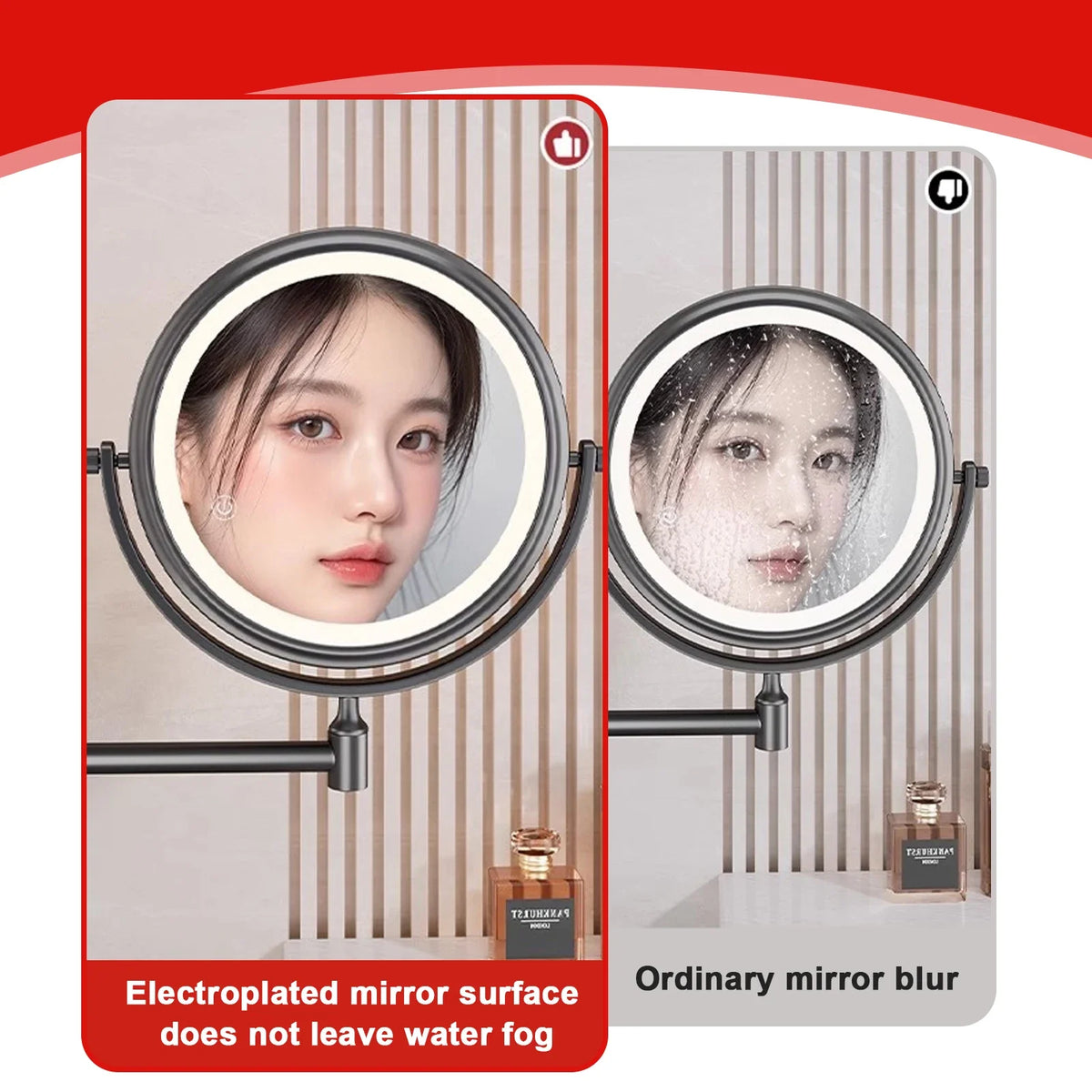 6/8 Inch Wall Mounted Makeup Mirror Extending Folding