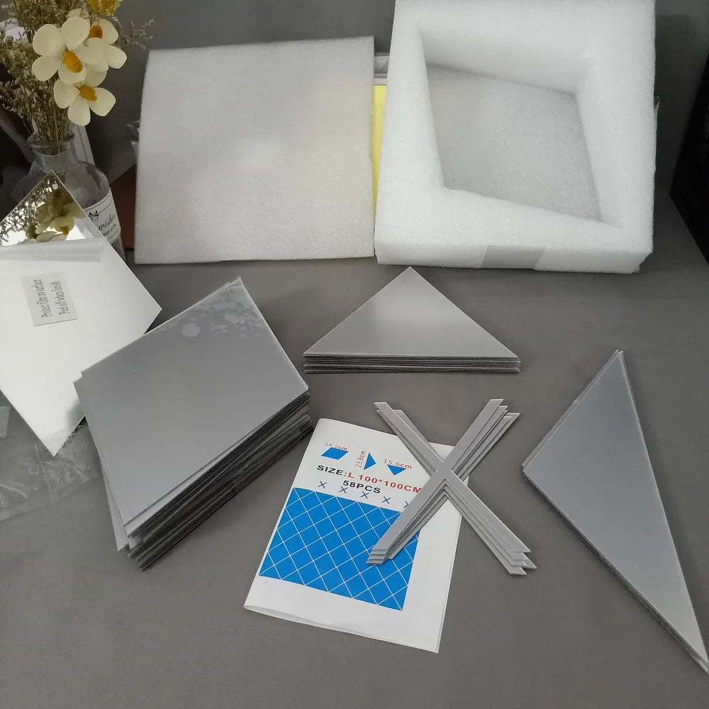 3d Mirror Stickers Diy Acrylic Triangles Self-Adhesive Diamonds