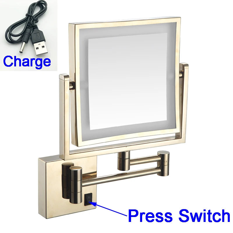 Magnifying Bathroom Mirror Hunnise Quality Brass Gold Hotel