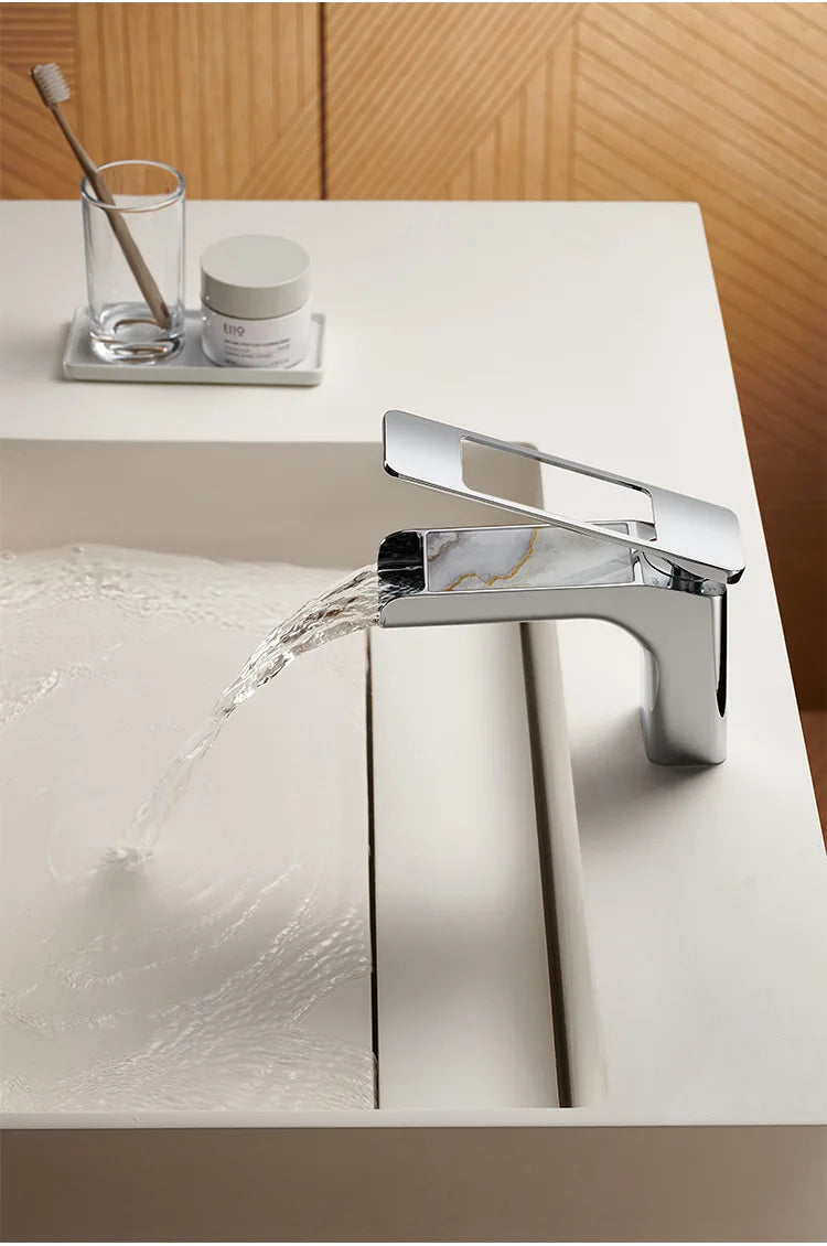 High-Quality Grey Basin Faucet Brass Construction Bathroom Sink