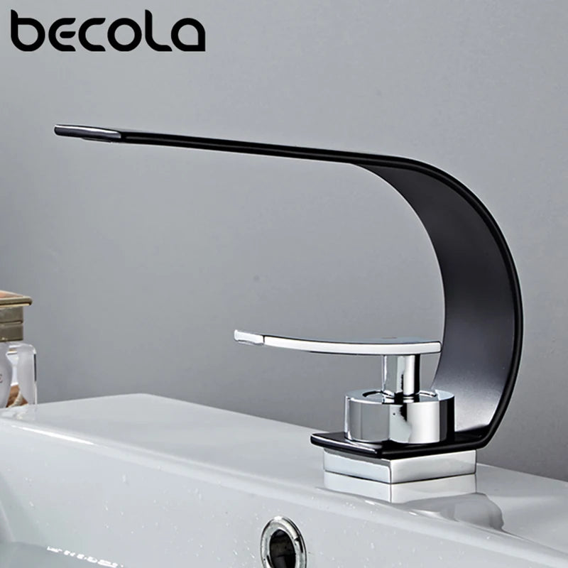 Becola Retail Deck Mount Waterfall Bathroom Basin Faucet