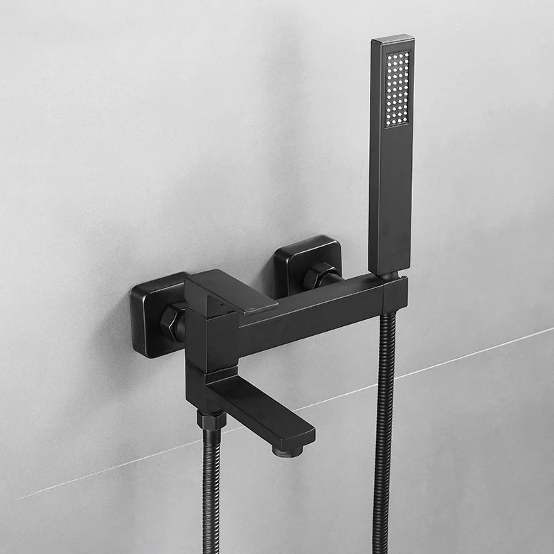Chrome Black Bath Shower Faucet Wall Mounted Bathtub