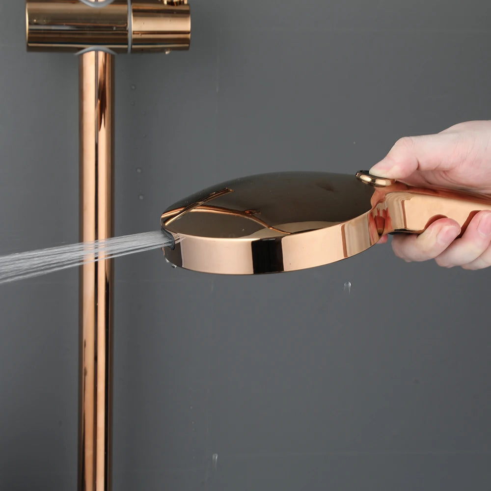 Kemaidi Rose Gold Bathroom Shower Rainfall Cold Control