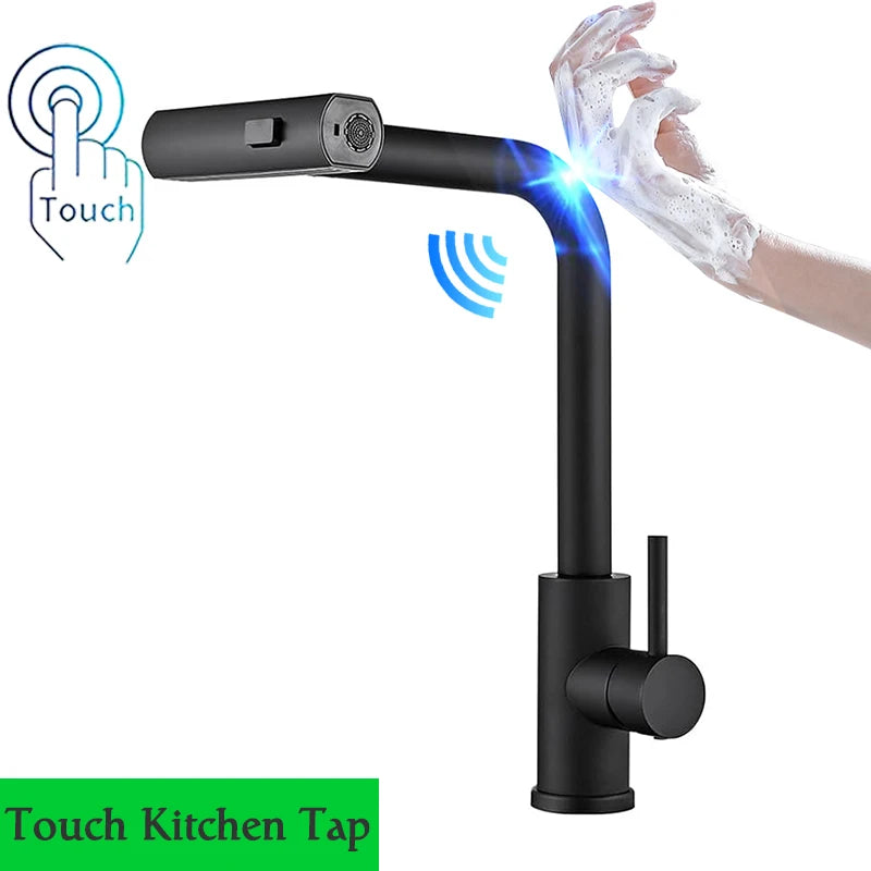 Touch Waterfall Faucet Brushed Gold Cold Pull Out
