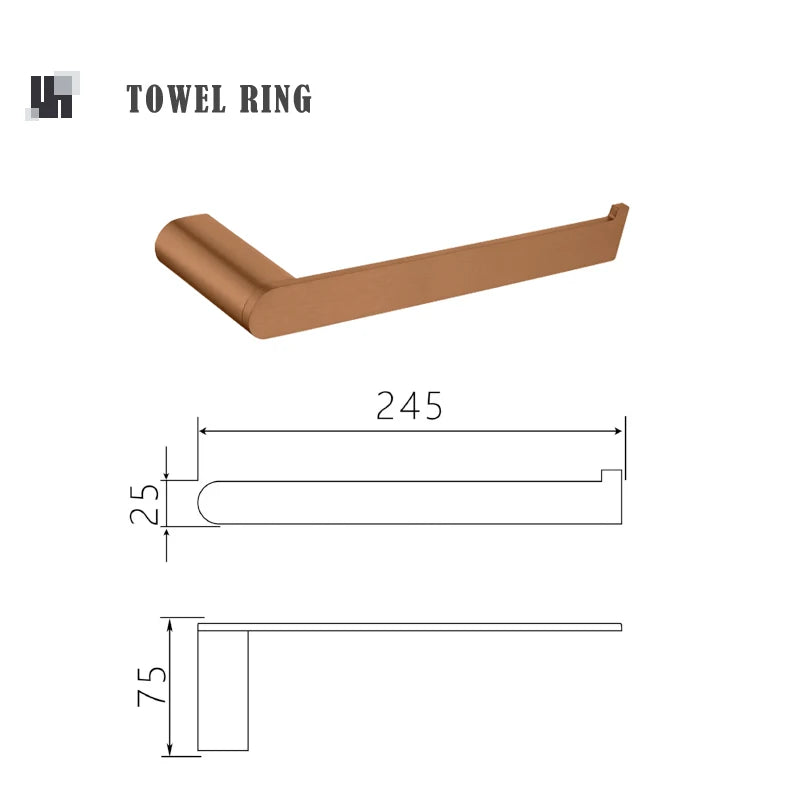 Brushed Rose Gold Toilet Paper Holder Towel Bar