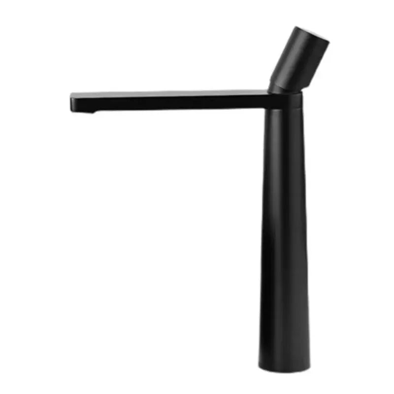 Elegant Black Handle Bathroom Faucet - Stainless Steel